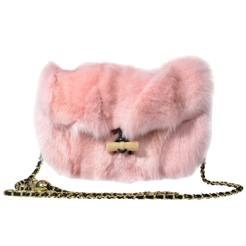 2023 Autumn Fashion New Fox Fur Shoulder Bag Natural Luxury Real Fur Senior Designer Ladies Elegant Clutch Bag Large capacity