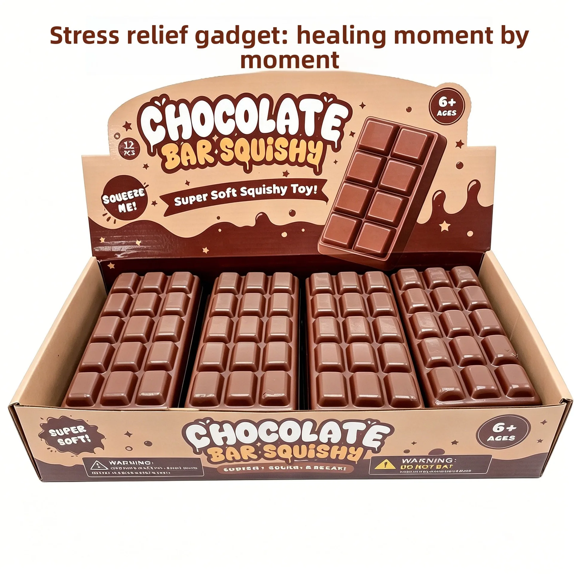 Simulated Chocolate Block Pinch Toy with Slow Rebound Decompression Vent Eco-Friendly Material Fragrance for Stress Relief