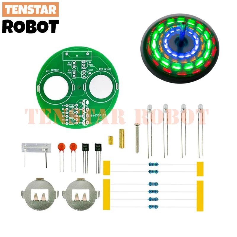 Electronic Diy Kit Heart Shape LED Voice Control Rotating Star Shape Gyro Learn to Solder Beginner Laboratory