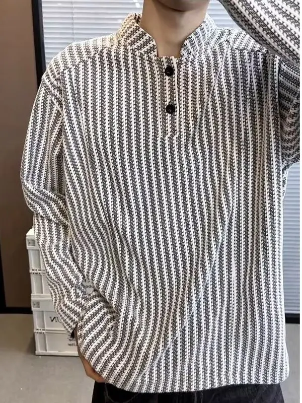 

American Sle Striped irt Men's Long Sve Hoodie Inner Wear oulder Width Regular Fit Polyester Fiber Autumn Season