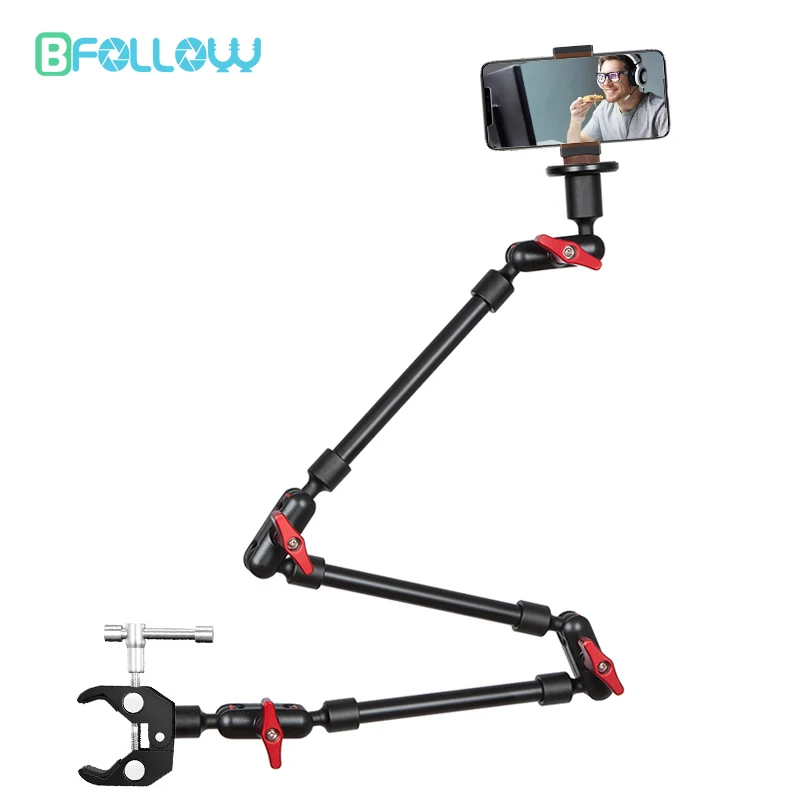 BFOLLOW 32 "22" uchwyt do telefonu komórkowego magiczne ramię do kamery przegubowy elastyczny z zaciskiem na biurko Tablet Magsafe stojak na kamerę internetową