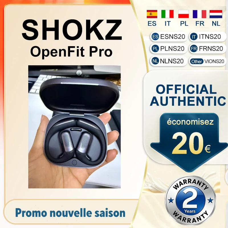 Image of Original SHOKZ OpenFit Pro Open T010 Kabellose Open-Ear-Kopfhörer 50 Stunden Spielzeit Dolby Atmos IP55 Wasserdicht Luftleitungs-Ohrhörer
