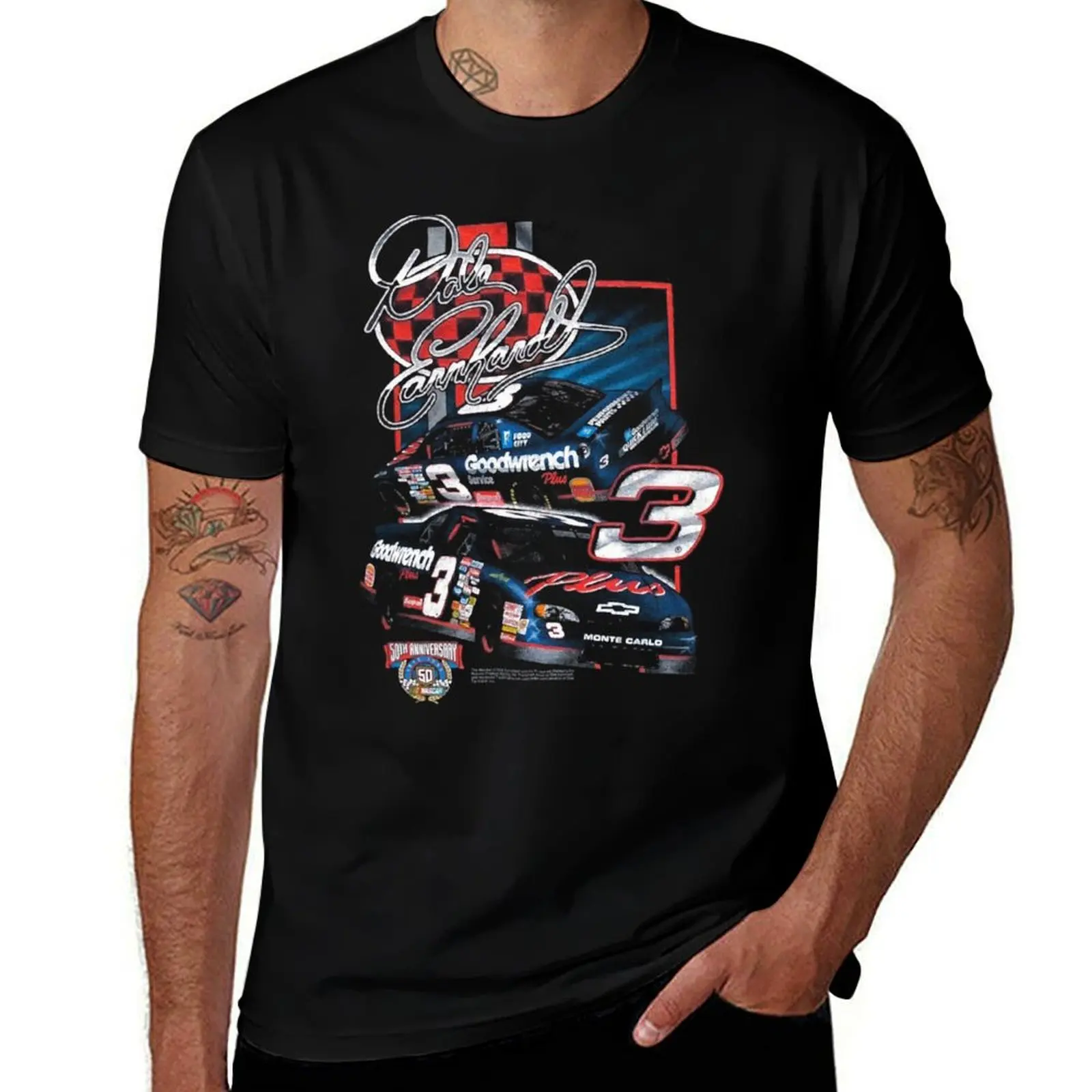 Vintage Dale Earnhardt 3 Monte Carlo Retro T-Shirt Large Size Loose Casual Tee