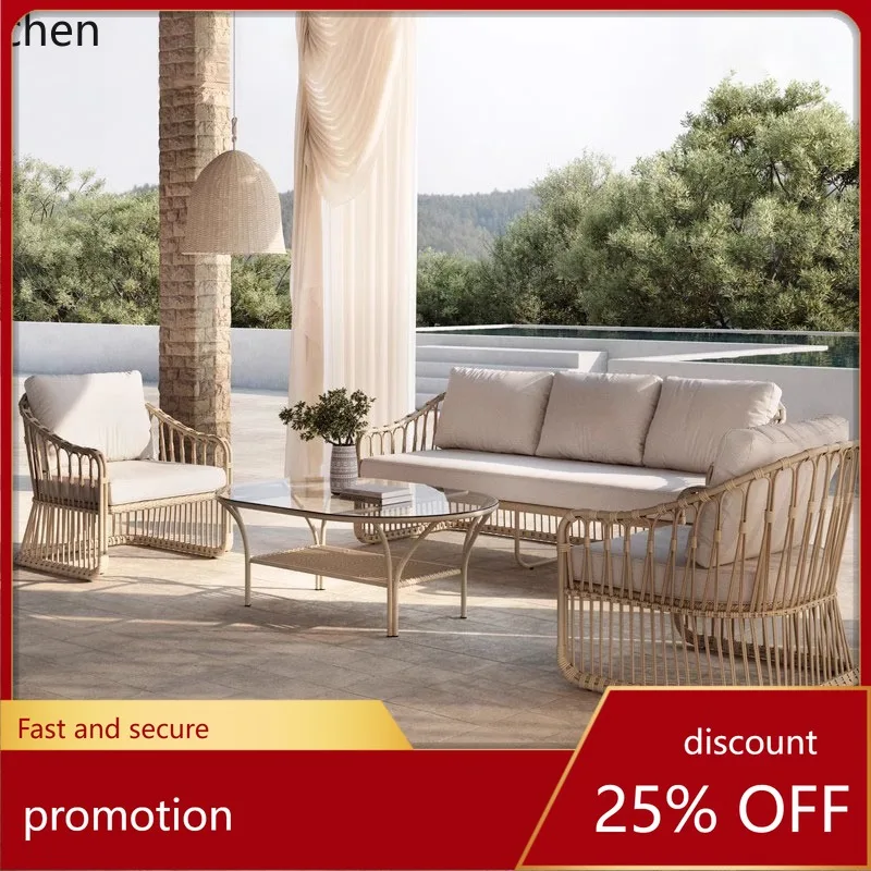 ZML outdoor sofa hotel leisure open-air rattan chair coffee table combination three-piece furniture