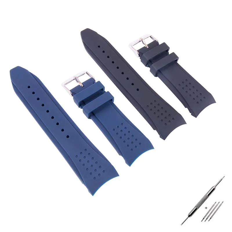 Watch accessories Silicone strap 24mm Men and women advanced Rubber sports waterproof watch band belt buckle bend