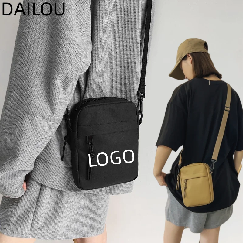 

Men's Messenger Strap Bag Casual Canvas Small Zipper Custom Logo Crossbody Bag Custom Small Crossbody Shoulder Bag Men's Bag