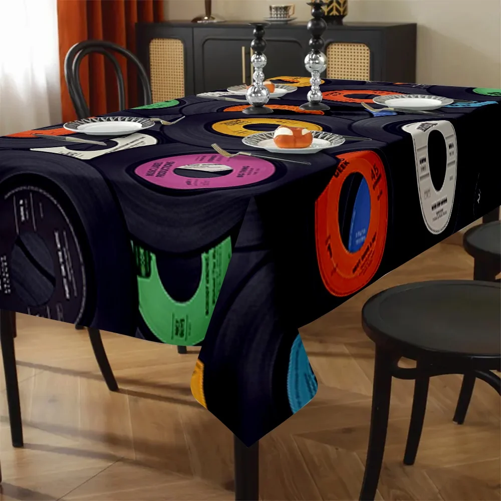 Exquisite retro record pattern tablecloth - suitable for picnics, camping, weddings, parties, festivals