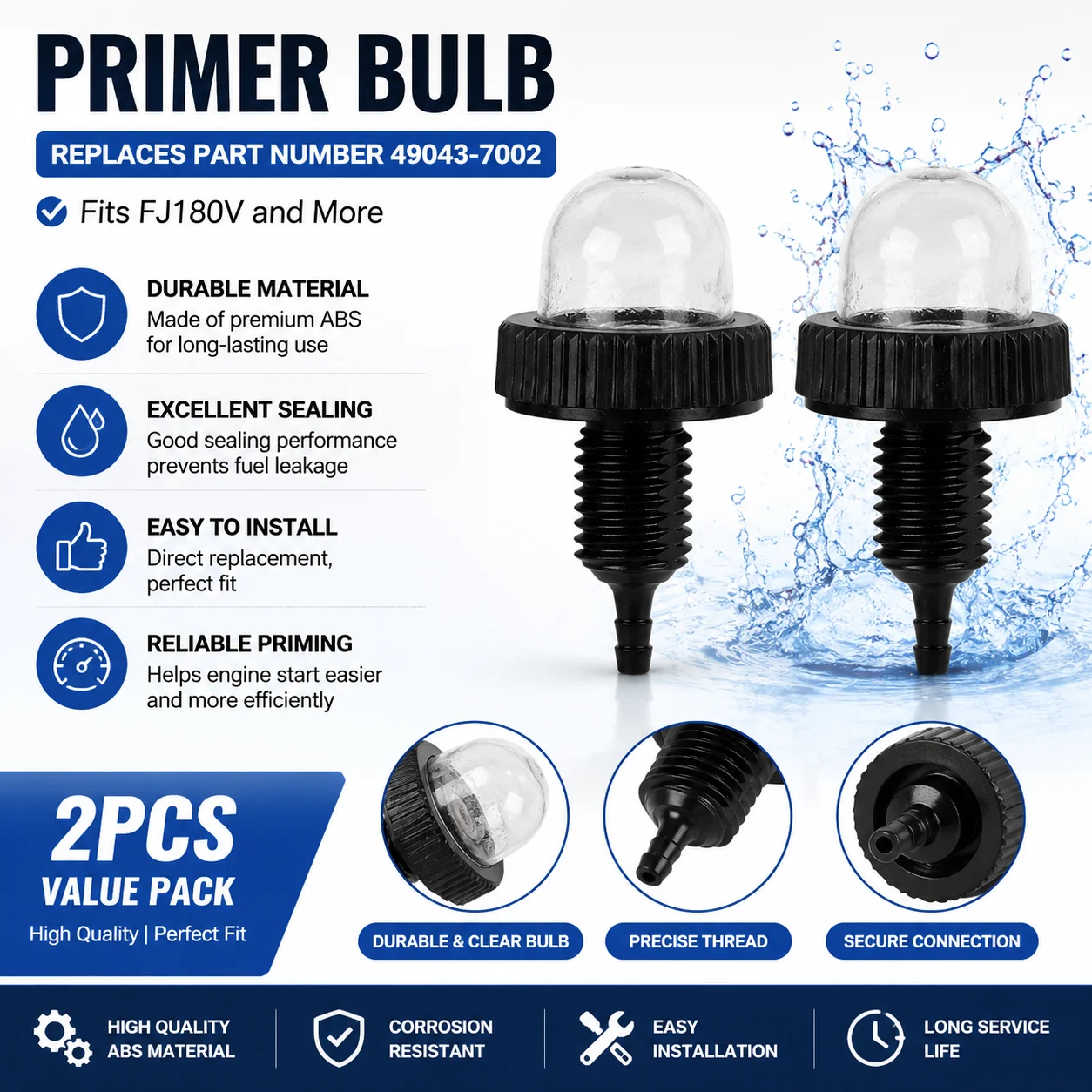 Ensure Optimal Performance with This Pair Of Compatible Replacement Priming Pump Bulbs For Model 49043 7002 & Engine FJ180V
