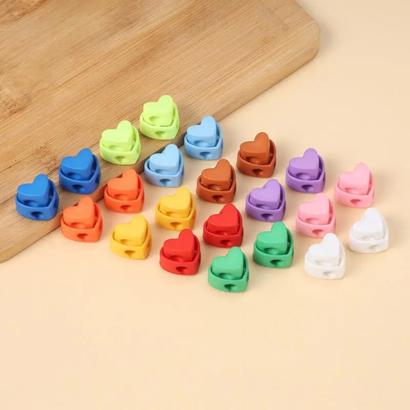 10/20 Stück Bunte Herzförmige Nadelstopper mit Doppelloch, Federklammer für Stricken, Häkeln, DIY-Basteln, Nadelhalter – Detail 9