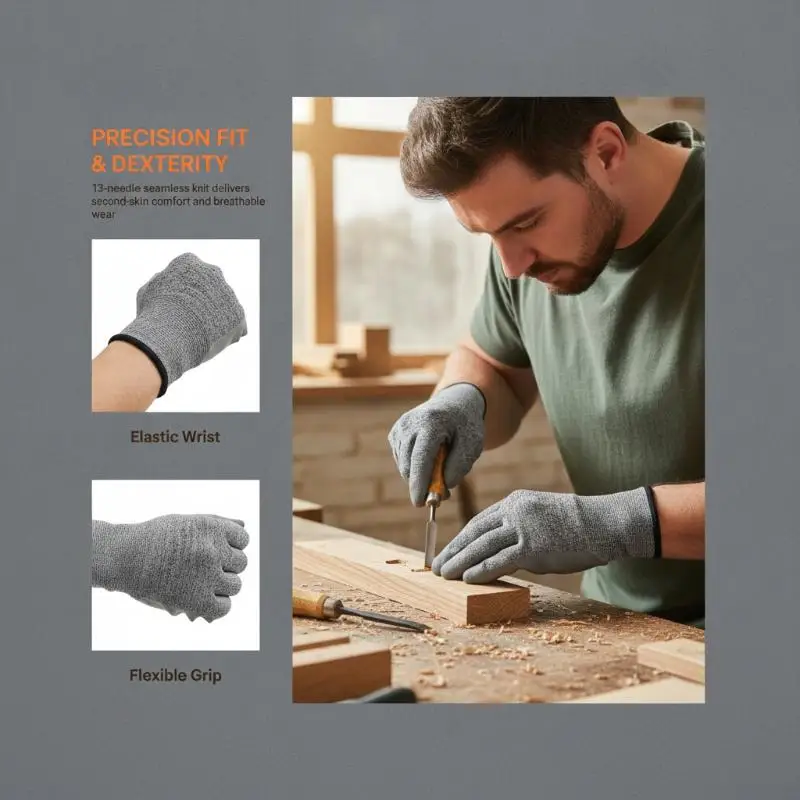 High Strength Anti Cut Resistant Gloves 1 Pair Safety Work Gloves for Kitchen Gardening Woodworking DIY