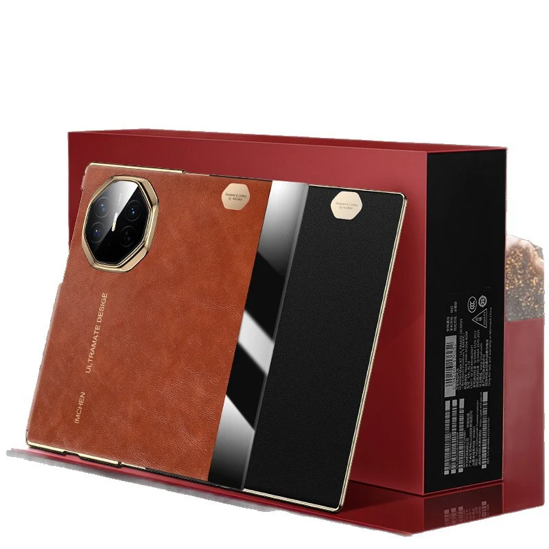 Luxurious Oil Wax Case For Huawei Mate XT and Mate XTs Ultimate Genuine Leather Folding Screen All-inclusive Protective Cover