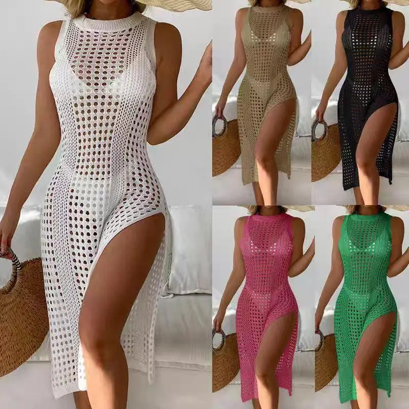 Beach Vacation Swimsuit Bikini Cover Up Waist Grid Beach Sun Protection Suit Hot Spring Cover Up