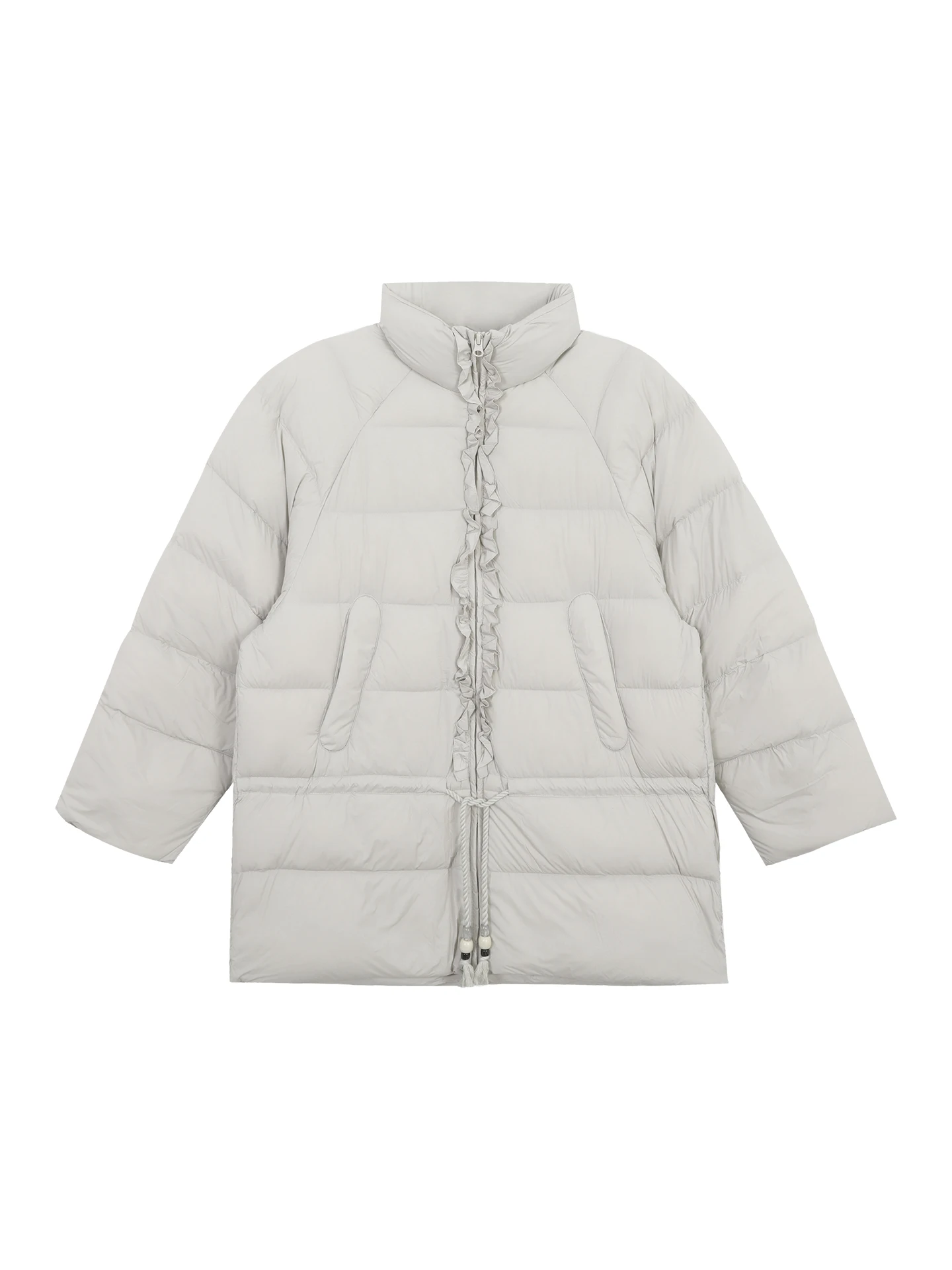 レッドセレブリティスタジオ レディース ウィンタージャケット 2025年新作 ミドル丈 90% ホワイトダックダウン グレー 美しい冬用アウターコート