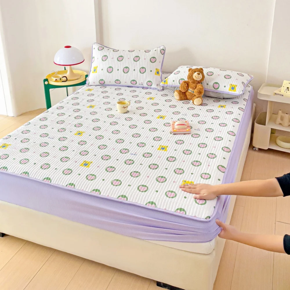 

Bubble Cotton Mattress Cover Thicken Antibacterial Breathable Quilted Printed Fitted Sheet Soft Bedroom Protector Mattress Cover