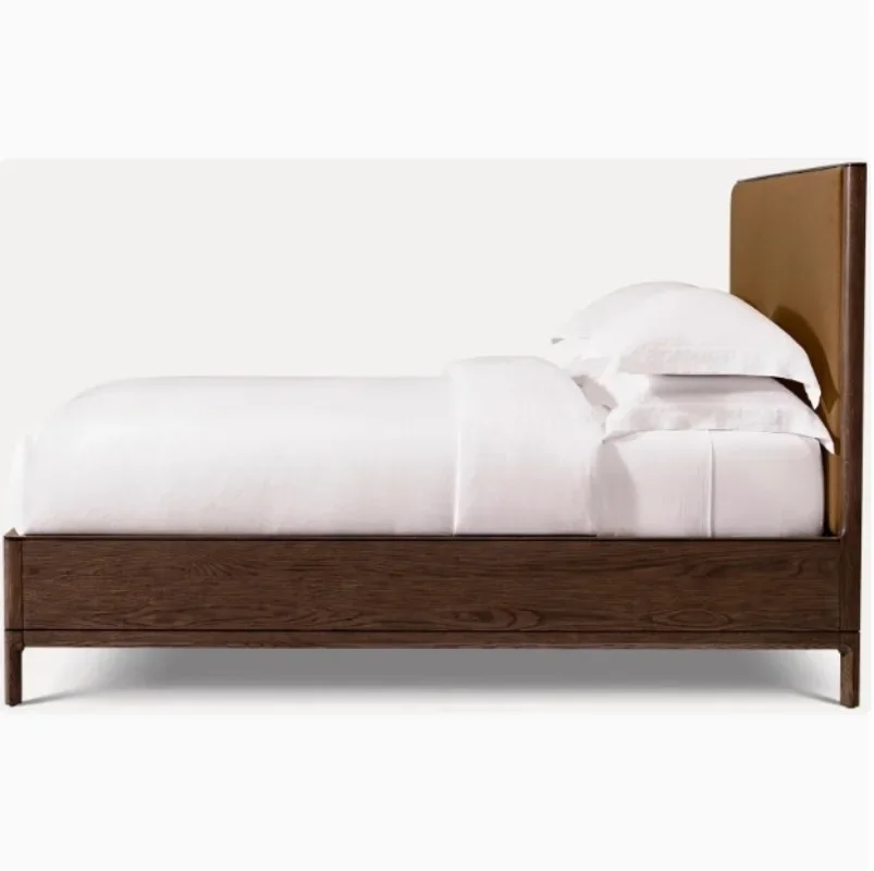 Retro solid wood double bed French oak soft bag master bedroom 1.8 meters wedding hotel 1.5 meters solid wood bed