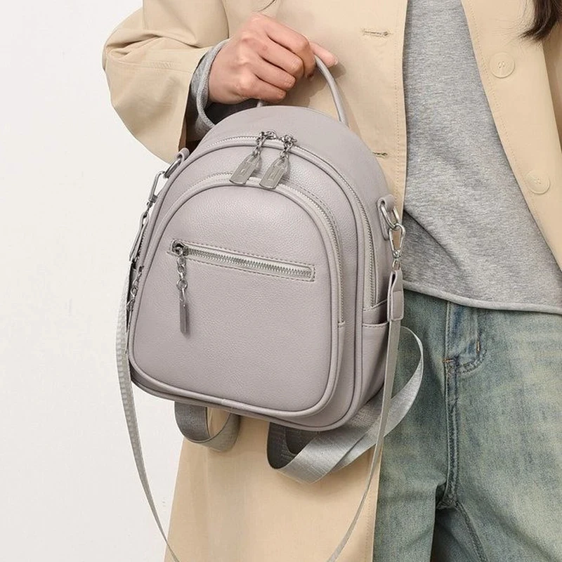 a new mini handbag in solid color, with a casual school style bag A high-quality multi-functional small backpack for ladies