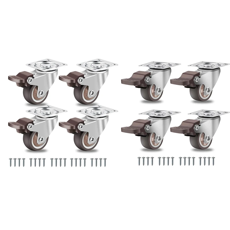ABRE-Furniture Castors Small,360 Degree Swivel Castors Heavy Duty Load Capacity Silent Solid Rubber Castors Set Of 4