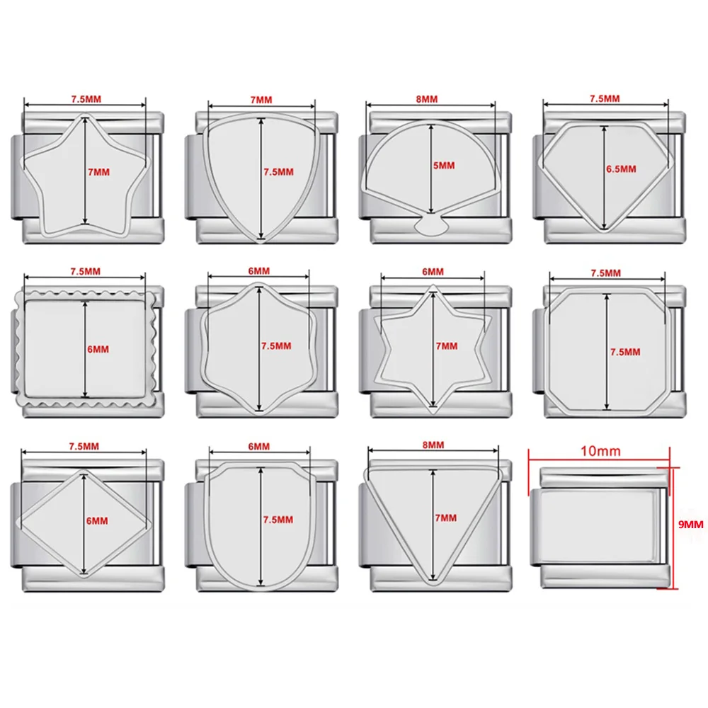 Différentes formes en vrac personnalisé personnalisation Image photos lien de charme italien ajustement 9mm en acier inoxydable Bracelet à bricoler soi-même bijoux