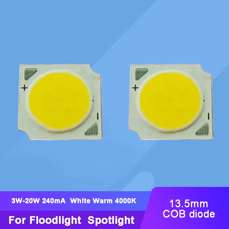 5pcs Small Size Input 240mA 3W - 20W Warm White 4000K LED COB Light + 13.5mm Square Base