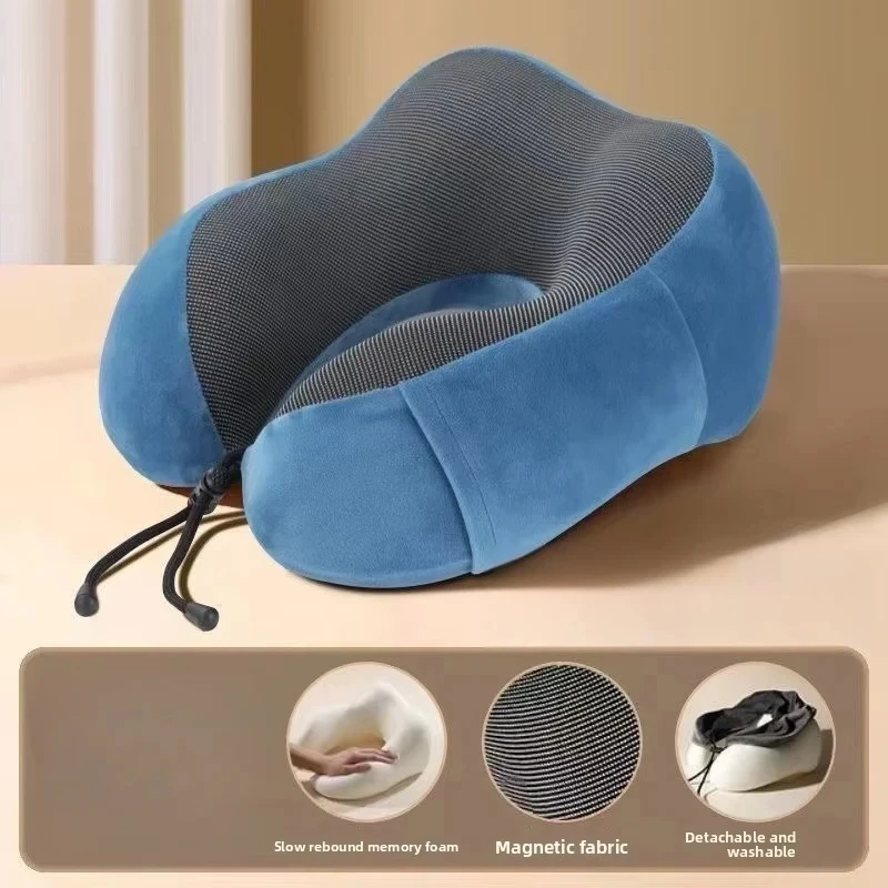 U‑shaped Foam Travel Neck Pillow Soft Massage Cervical Support Pillow Sleeping Headrest For Airplane Car Office Nap Bedding