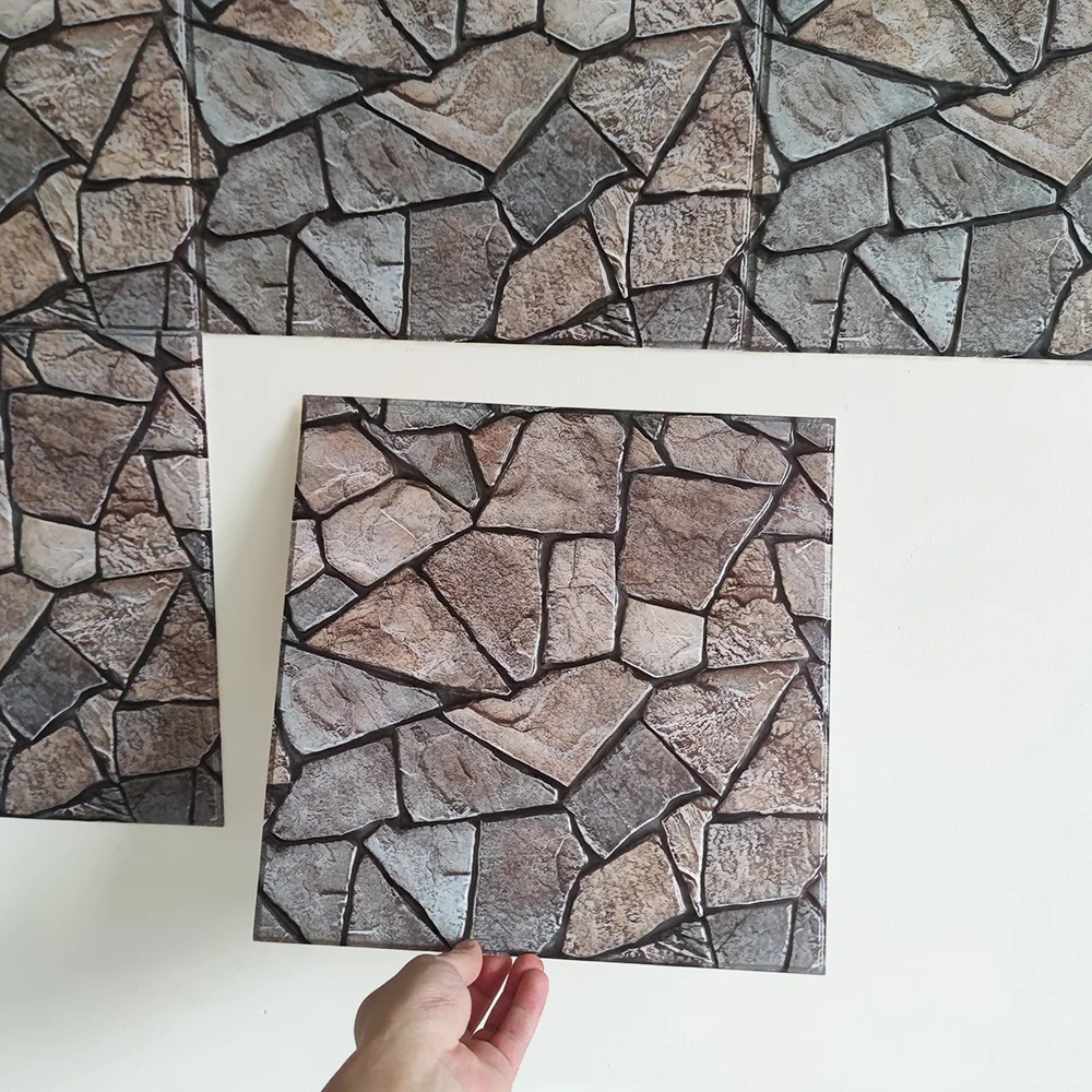 5PCS 10PCS of Stone Pattern Self-adhesive Wall Stickers,Peel And Stick,Waterproof and Easy to Clean,PVC,Home Wall Decoration