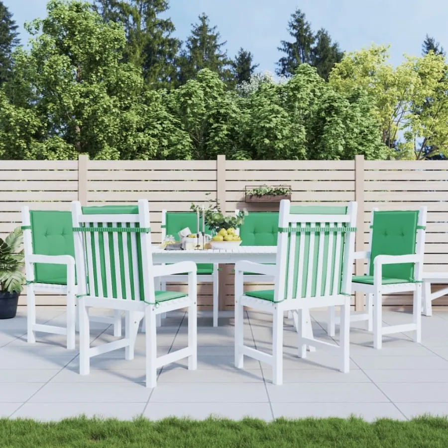 Garden Lowback Chair Cushions 6 pcs Green 39.4x19.7x1.2 Oxford Fabric