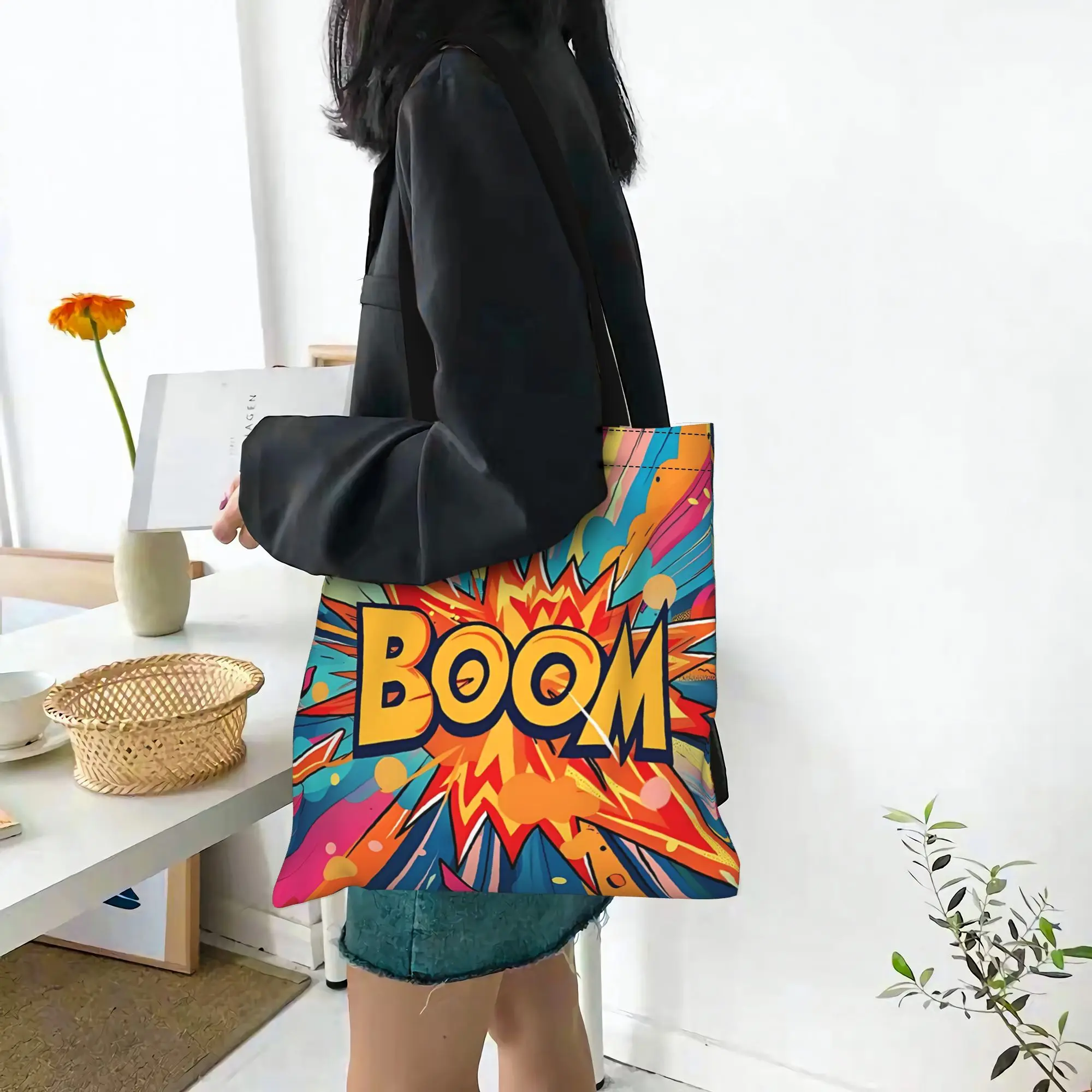 

Женская сумка 2026: многоразовая двусторонняя холщовая сумка-тоут с логотипом Chupa Chups, на плечо/в руку