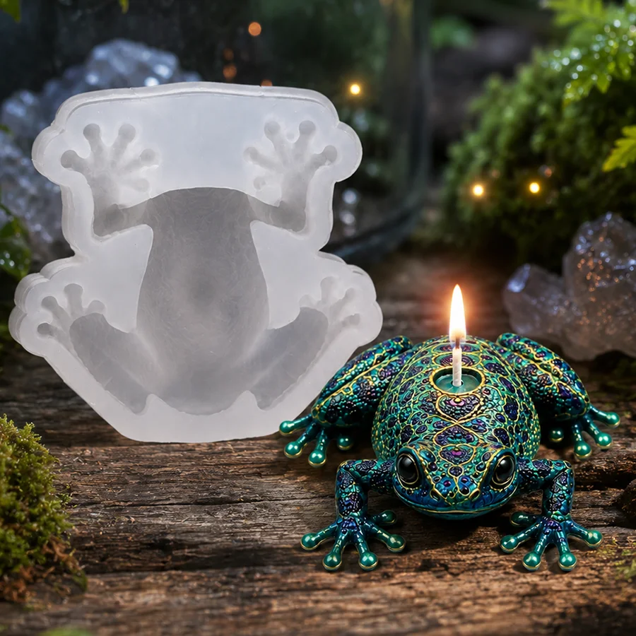 Boho Gorgeous Pattern Frog Silicone Mold, Amphibian Candle Mold, Forest-Style Home Decor, Handmade Holiday Gifts