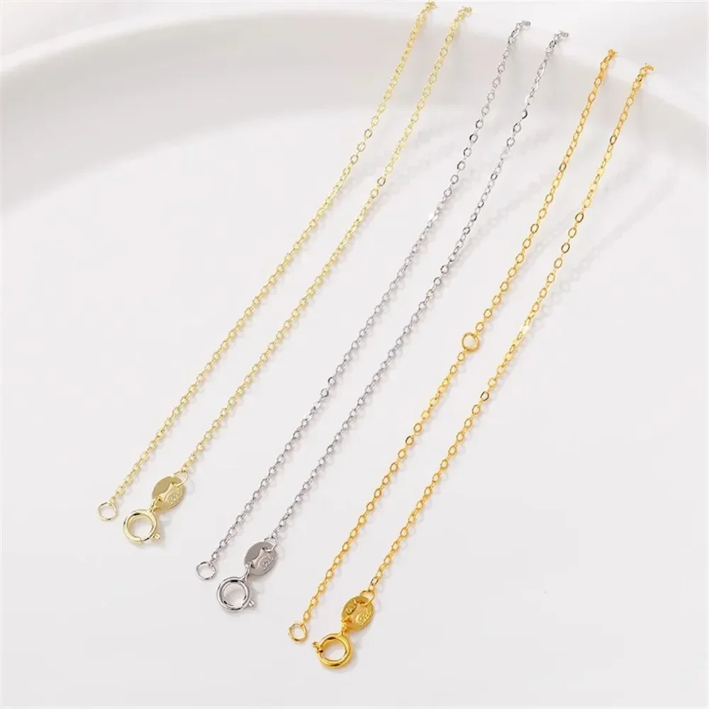 S925 Pure Silver Plain Silver Embossed Cross Chain DIY Handmade Bracelet Necklace Collarbone Chain Extension Chain Material L048