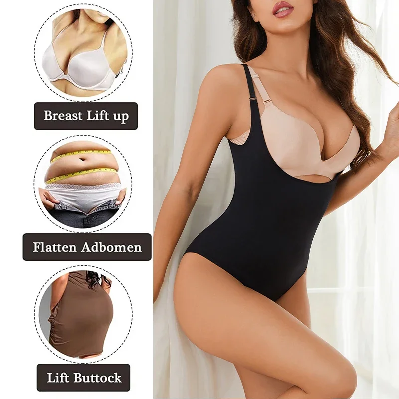 Bodysuit Shapewear Women Open Bust Body Shaper Tummy Control Seamless Butt Lifter Slimming Waist Trainer Underwear