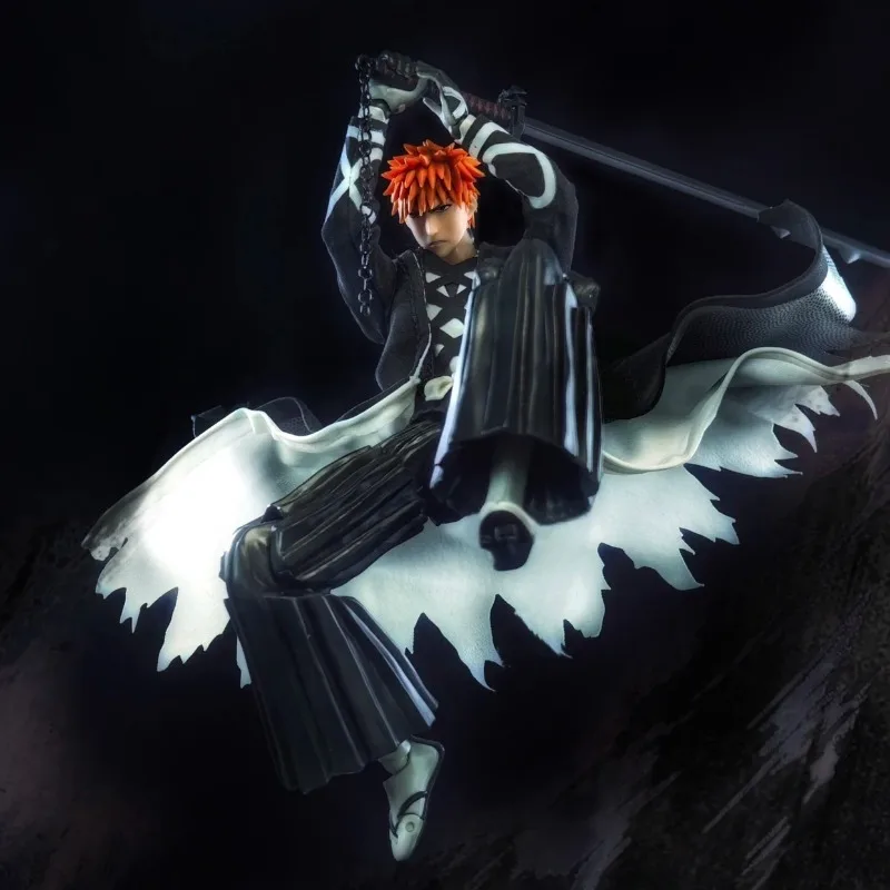 

In Stock 1/12 Scale Toys Long Sleeved Battle Damage Death God Kurosaki Ichigo Warrior Cloak Skirt for 6'' SHF Action Figure Body