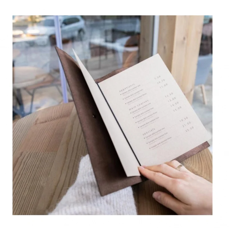 Customized product.Restaurant fashion leather book covers menu card holder book menu cover