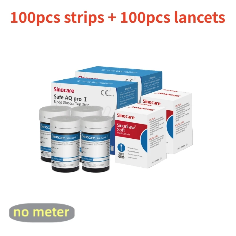 Sinocare Safe AQ Pro I Bloedglucosemeter Glucometer Kit Diabetes Tester Medische bloedsuikerspiegelmeter of alleen teststrips Lancetten