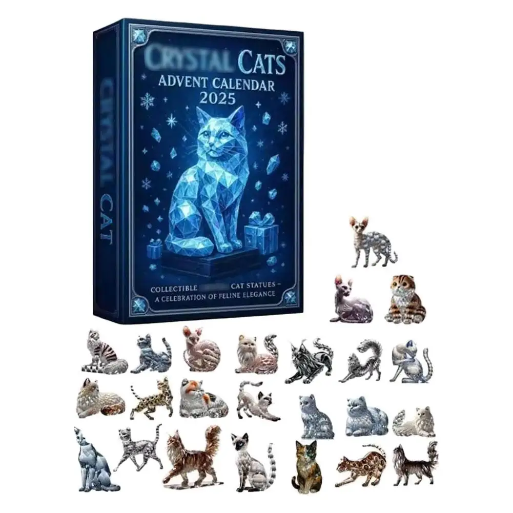 Cat Advent Calendar 2025 24 Days Christmas Countdown With 24 Different Breeds 2D Acrylic Cute Kitten Christmas Tree Ornaments
