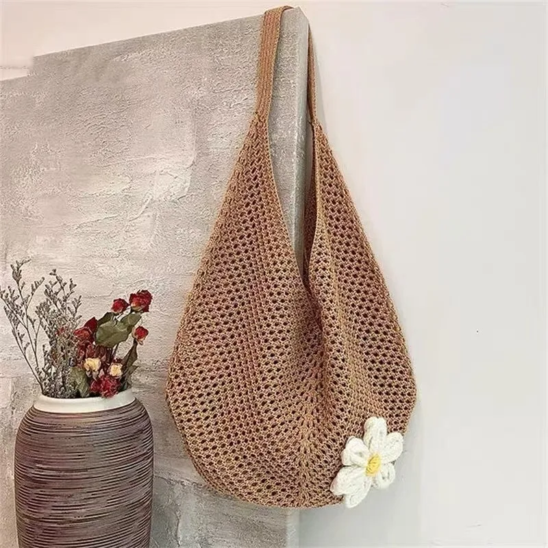 

Trendy Hollow Out Weave Straw Bag Beach Handbag Hollow Tote Bag Large Capacity Lazy Style Beach Bag Shopping Travel Shoulder Bag