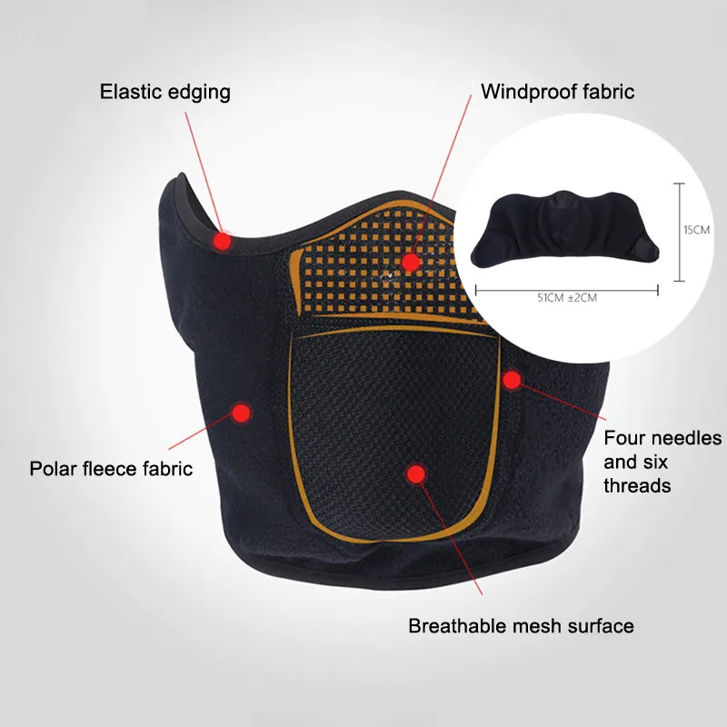 1Piece Outdoor Warm Mask Autumn Winter Windproof Face Cover Polar Fleece Half Mask Ear Protection For Skiing