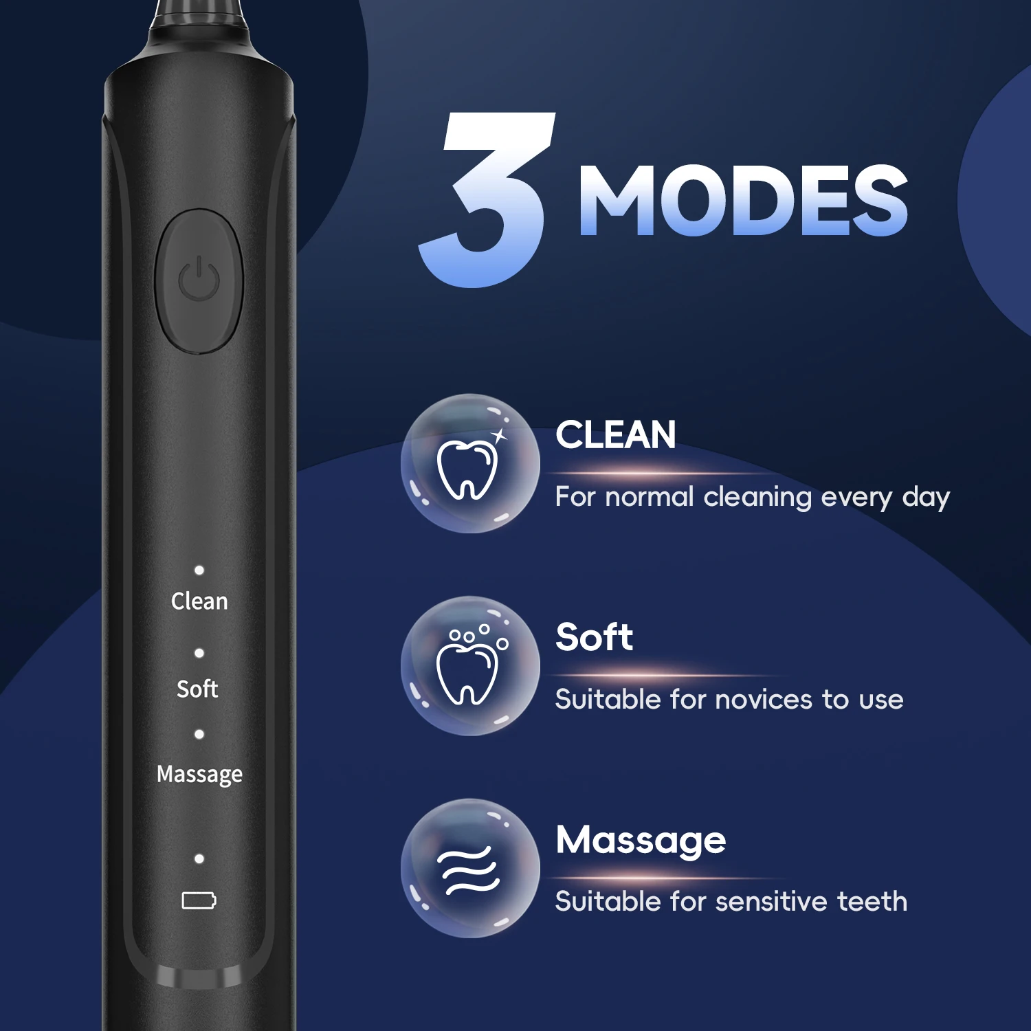 Rotating Electric Toothbrush for Adults 4 Brush Heads 3 Modes Deep Clean Toothbrush with Rechargeable Power 2 Mins Smart Timer