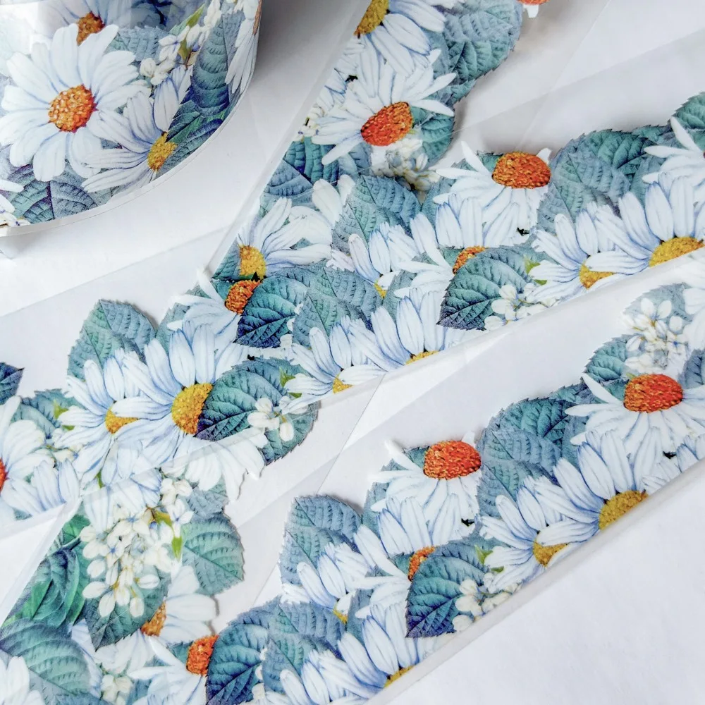 Bud Rhyme Time Theme Daisy Flower PET Tape Cultural Creative DIY Artistic Scrapbook Material Notebook Decoration Supply Set