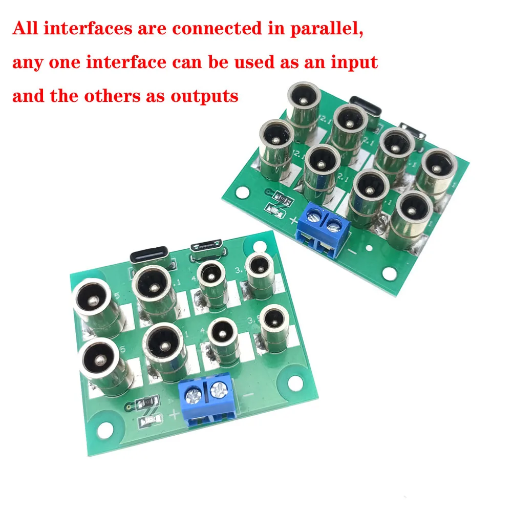 

High Current Multi Head Power Supply Base Test Board Distribution Board Hub Parallel Connection Type-C Micro to DC 5521 5525