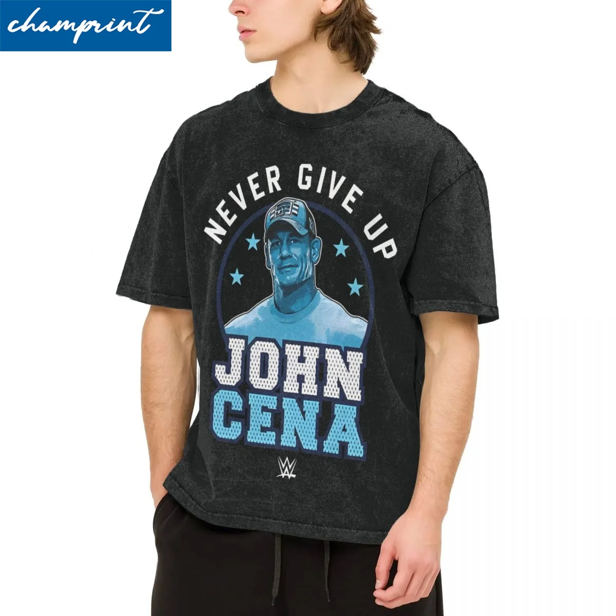 

John Cena Never Give Up Vintage Washed T Shirts for Men Women 100% Cotton Funny T-Shirts O Neck Tees Short Sleeve Tops Adult