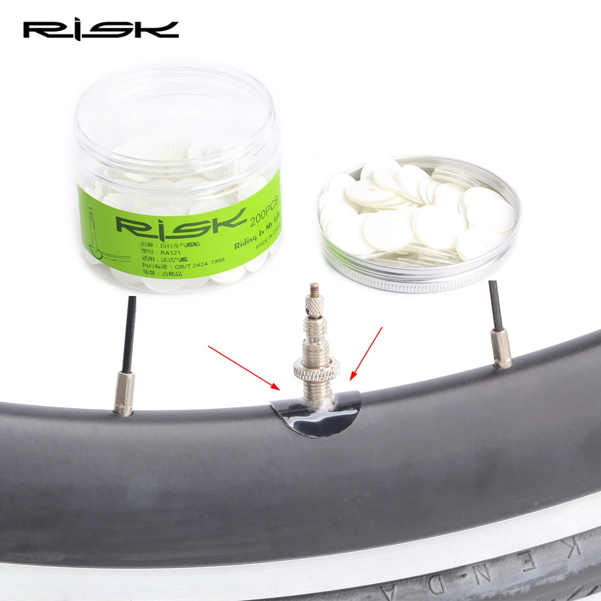 Risk Bike Presta Valve Sticker Glue Pad, MTB Road Bicycle Tube Tire Rim Protect, FV Valve Transparent Glue Pad, Accessories