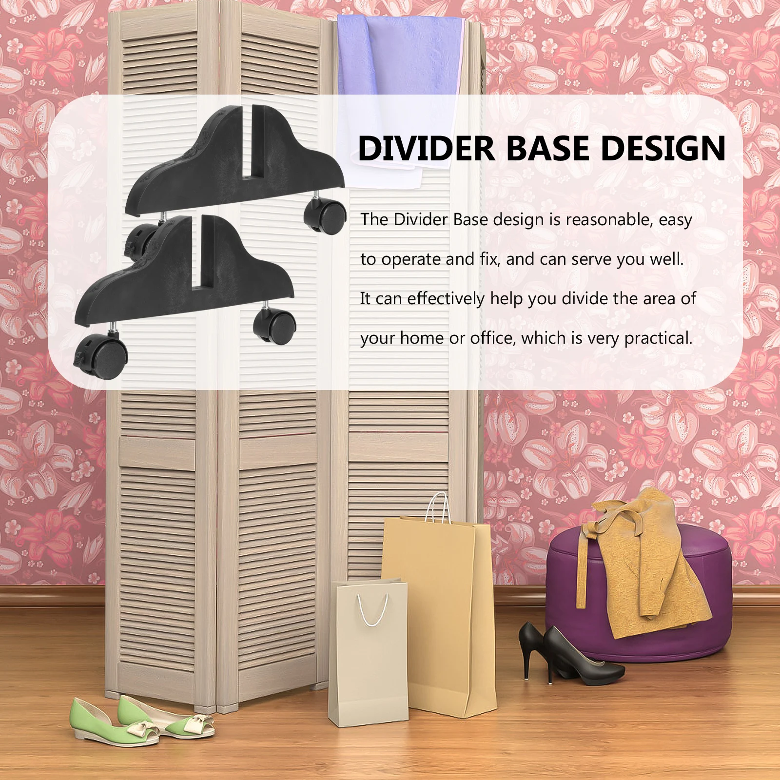 

2pcs Mobile Door Base Thickened Base Screen Feet Room Divider Clamps Home Divider Stand Office Privacy Screen Foldable Light
