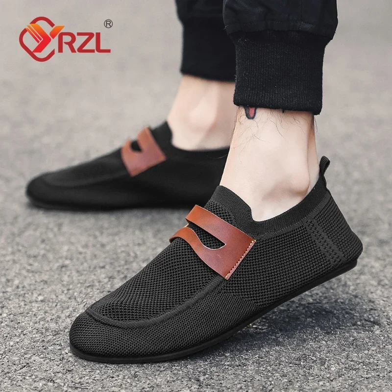 

YRZL Mesh Loafers Men Driving Moccasins Thin Bottom Flats Walking Shoes Breathable Non Slip Casual Loafers Slip on Mens Shoes