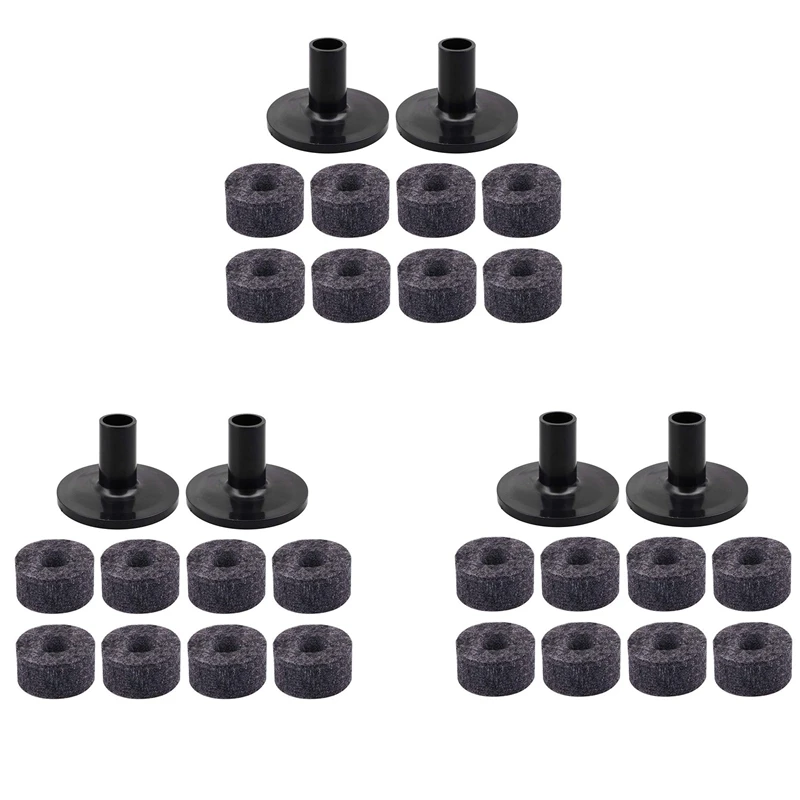 24PCS Cymbal Stand 25Mm Felt Washer + 6PCS Cymbal Sleeves Replacement For Shelf Drum Kit