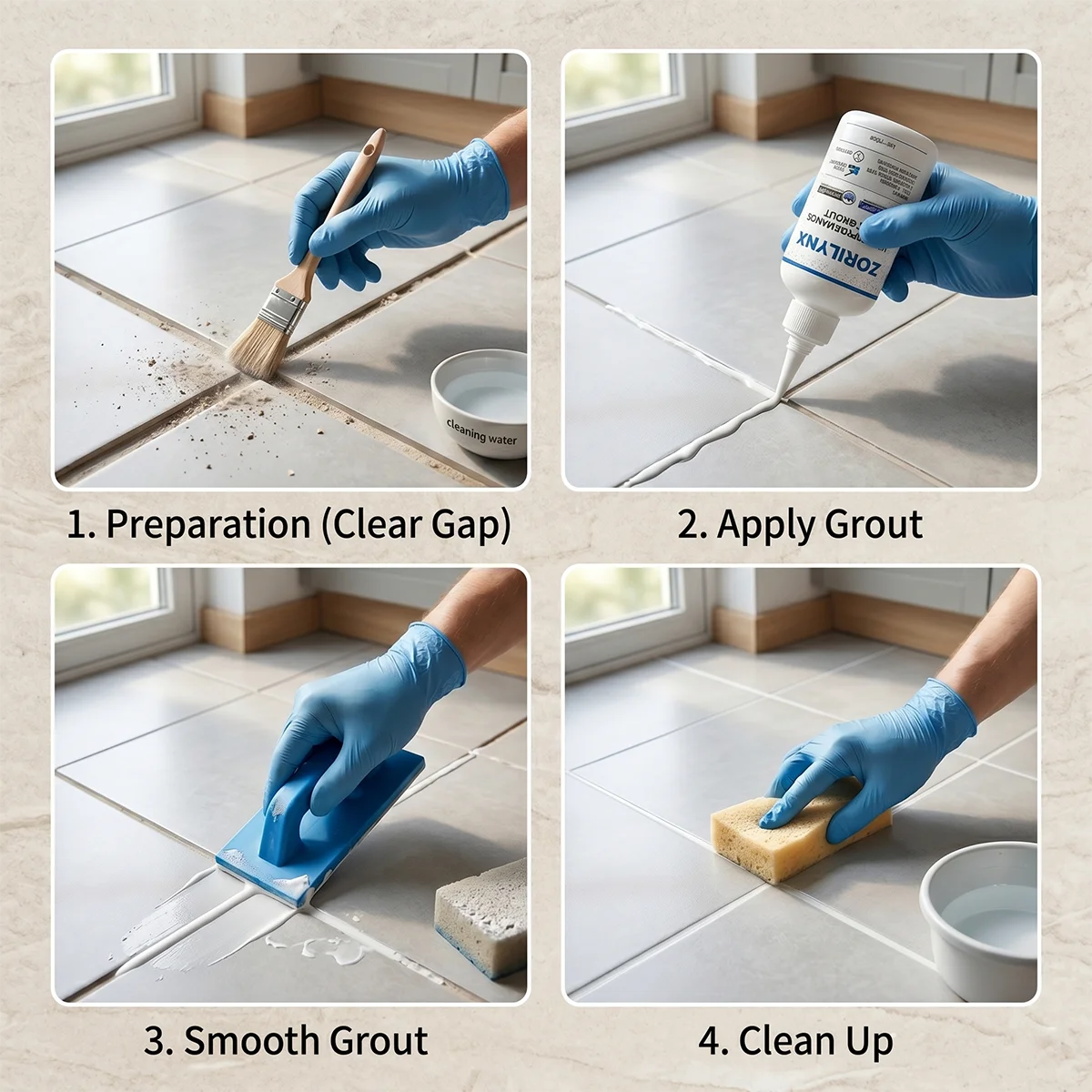 ZORILYNX 150ml Waterproof Tile Grout Repair Kit | Anti-Mold Ceramic Sealant Paste for Kitchen and Bathroom Floor Joints