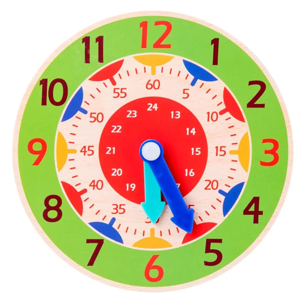 Jouets mathématiques en bois durables pour enfants, Montessori, horloge d'apprentissage du temps, jouet rond fuchsia, aides aux enfants, 2 pièces