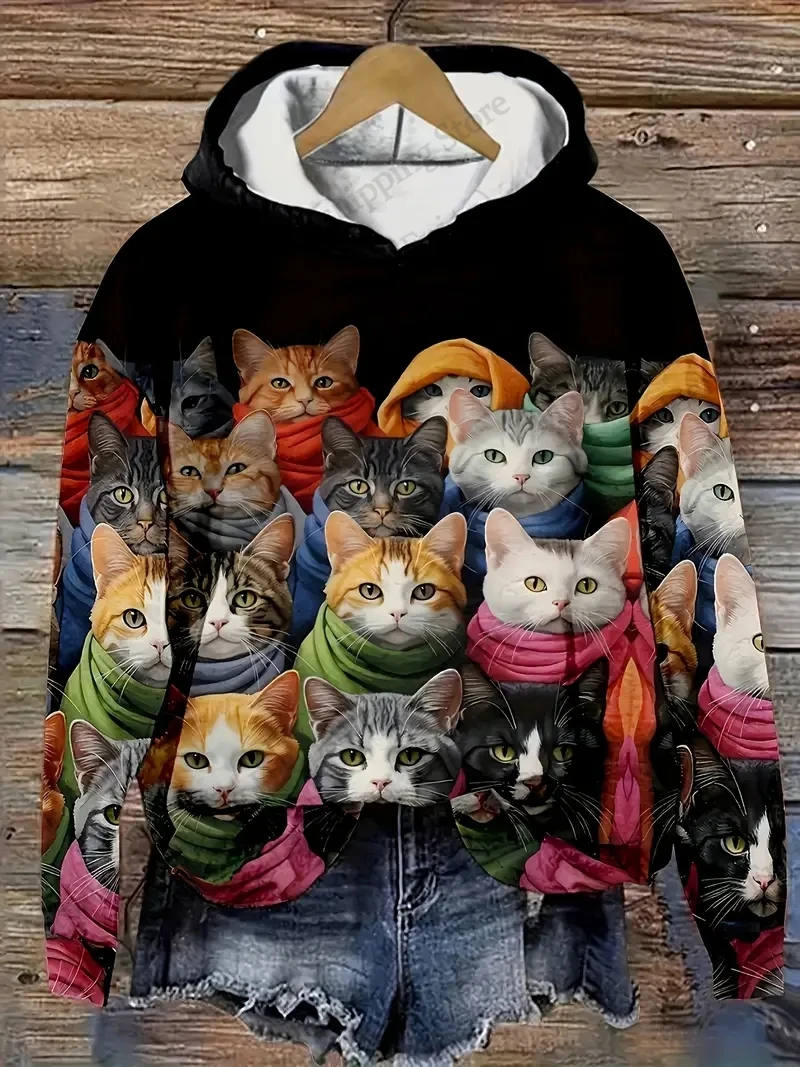 Cute Cat 3d Print Hoodie Women Fashion Oversized Hoodies Sweatshirt Women Sweats Street Coat Sudaderas Harajuku Clothes Female