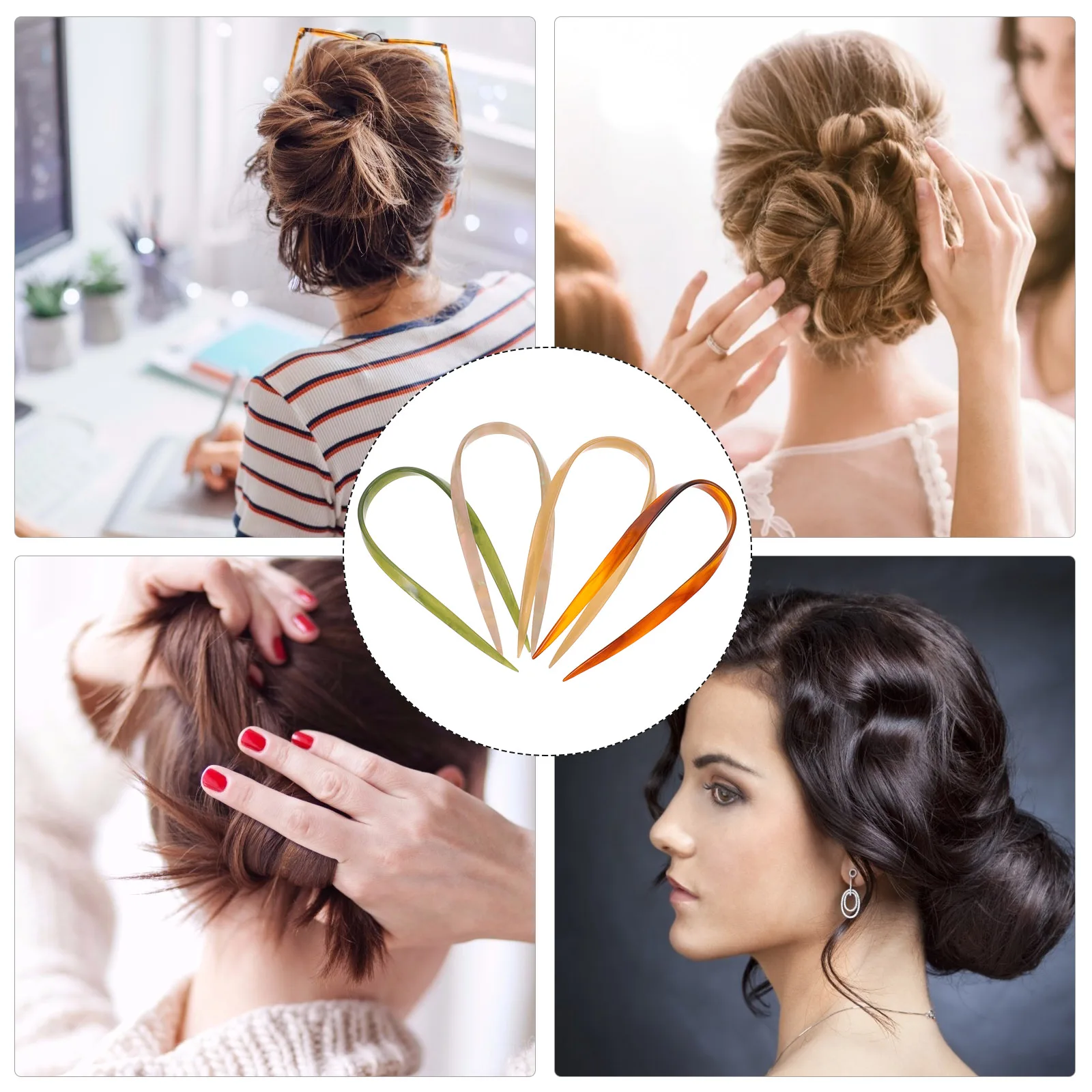 

4pcs Pins Vintage Accessories French Pin Retro Sticks Elegant Chignon Long French Pins For Thick Hair Decorative Forks Women