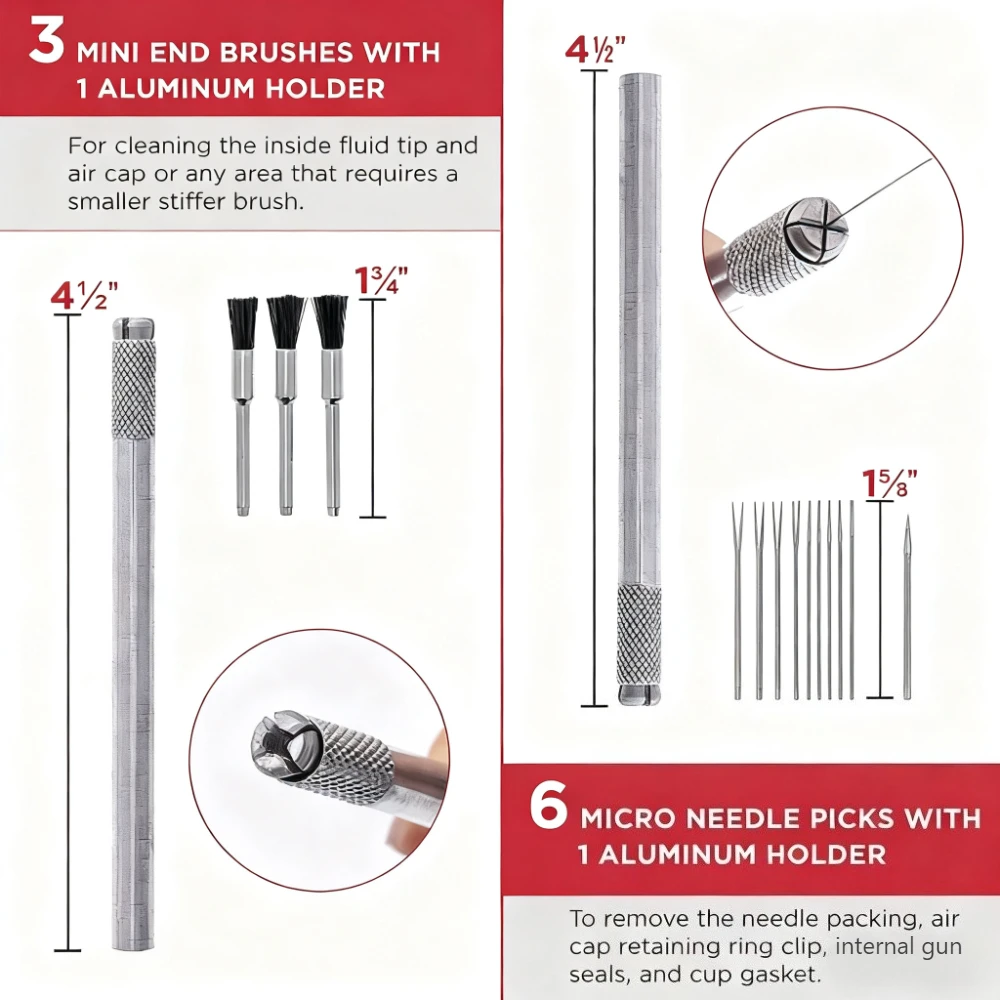 23/17 Uds. Cepillo de limpieza de PISTOLA DE PULVERIZACIÓN profesional Kit de limpieza de PISTOLA DE PULVERIZACIÓN herramientas de limpieza cepillo de pintura aguja de limpieza