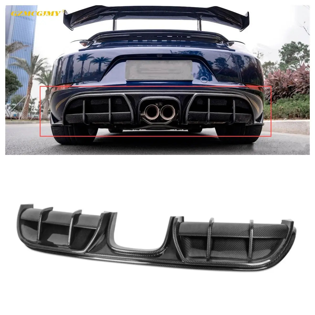 

718 Rear Bumper Separator Suitable for Porsche 718 Carbon Fiber Diffuser